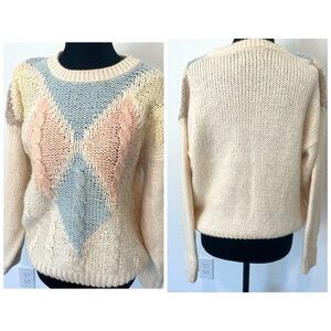 Sheridan Square Pastel Knit Sweater Size Medium Ramie Wool Blend